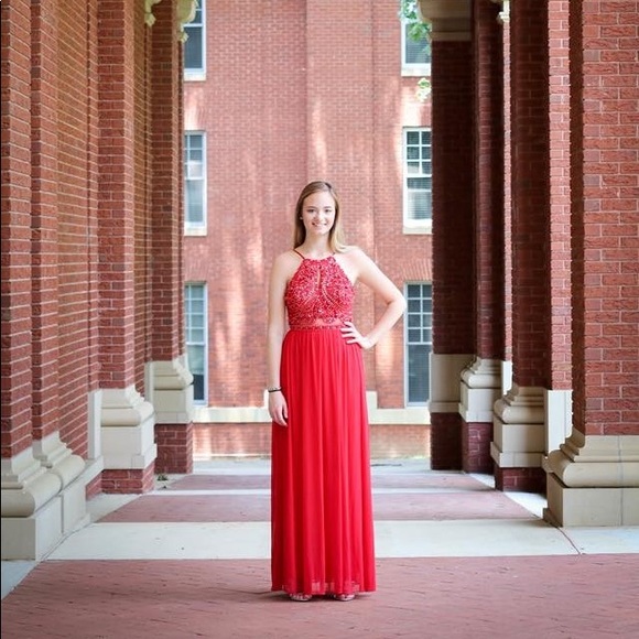 American Eagle Outfitters Dresses & Skirts - Red prom dress with jewels